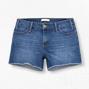 Levi's Medium Wash Mid-Rise Denim Shorts Frayed Hem Stretch Shorts Size 12